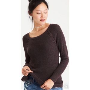 AEO Shoulder-Stitch Sweater - Black (Small)